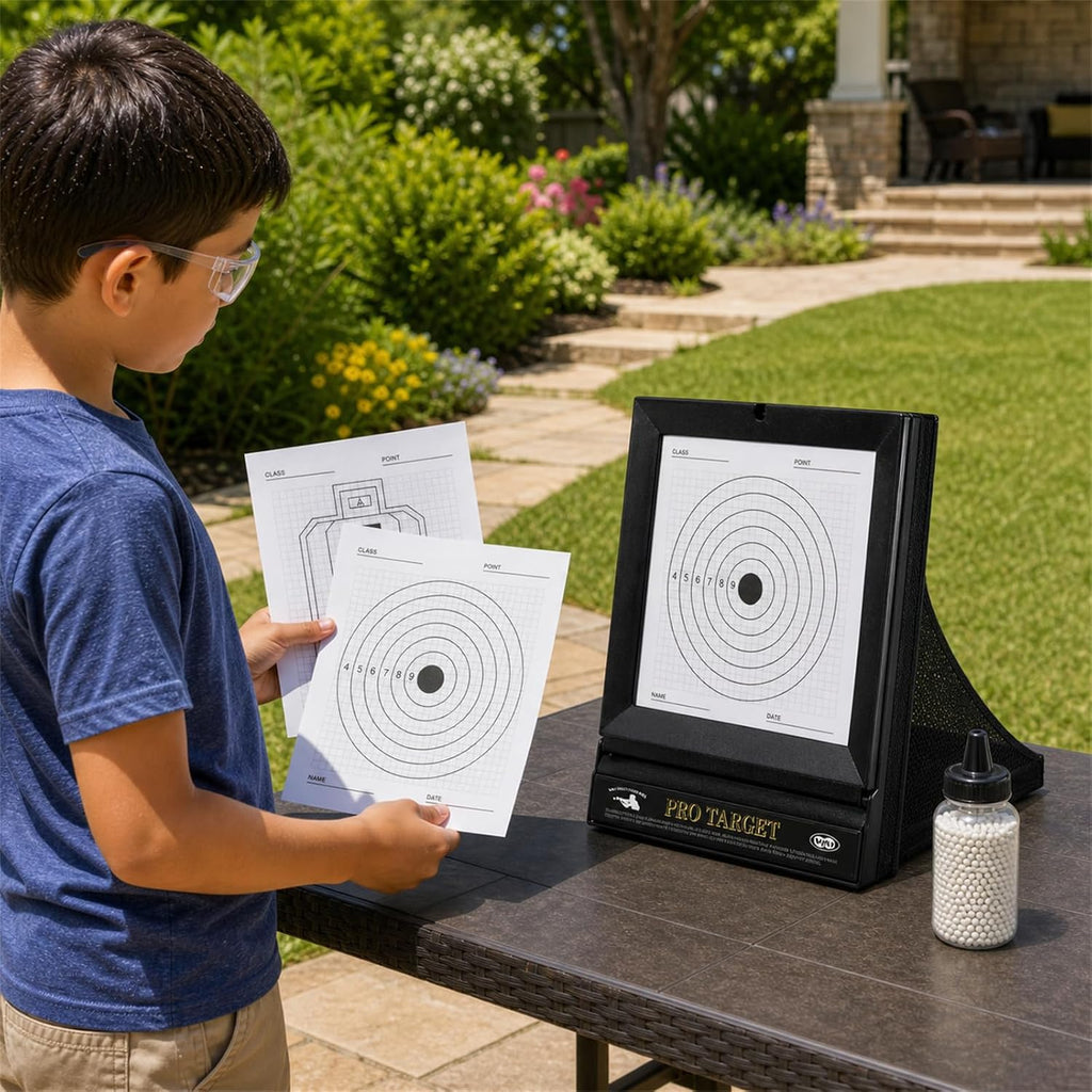 Airsoft Targets with Catcher for Kids, Beginners, Hobbyists | Foldable BB Trap System for 6mm Plastic BBs, Backyard