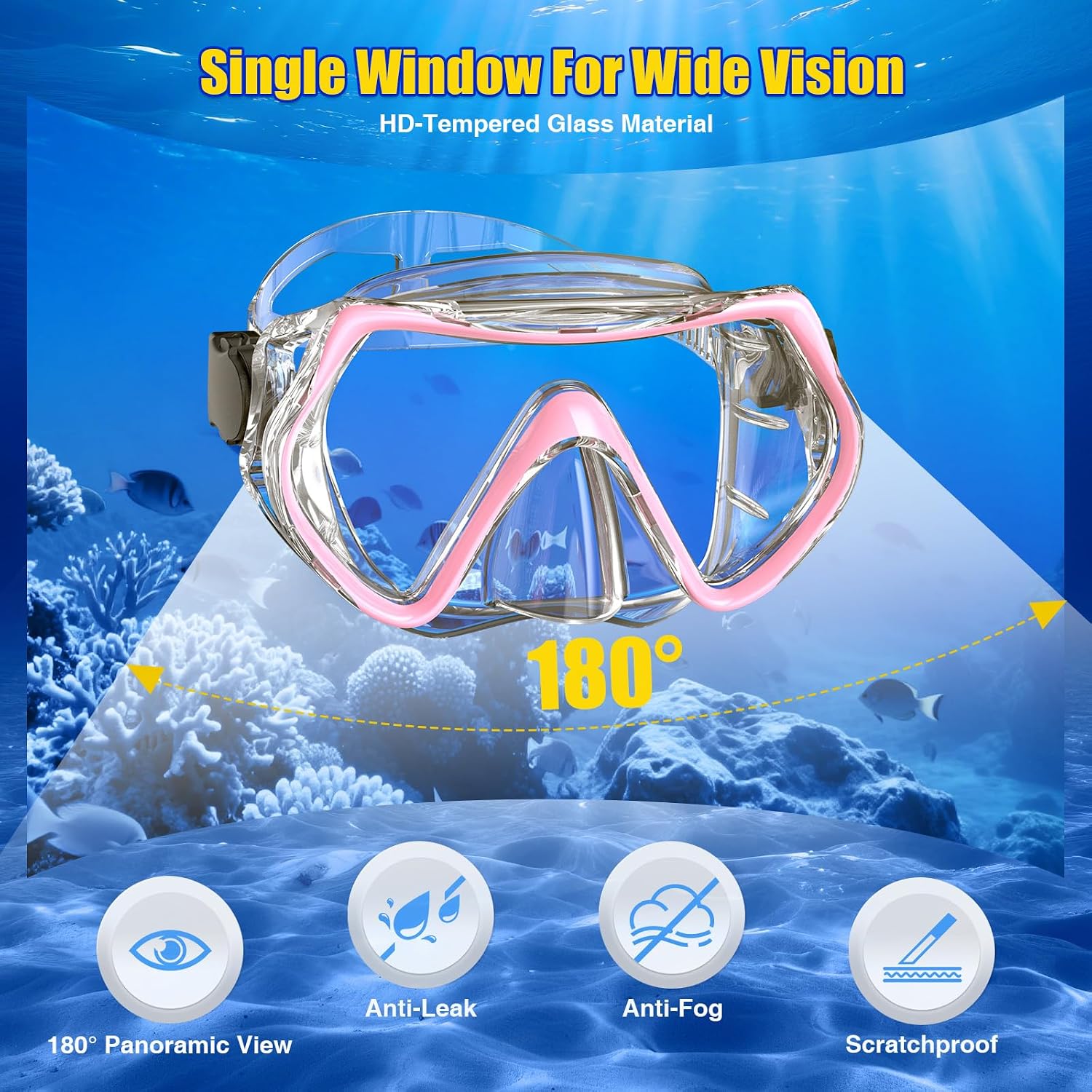 Dry Snorkel Set,Panoramic Wide View Anti-Fog Scuba Diving Mask,Professional Snorkeling Gear for Adults