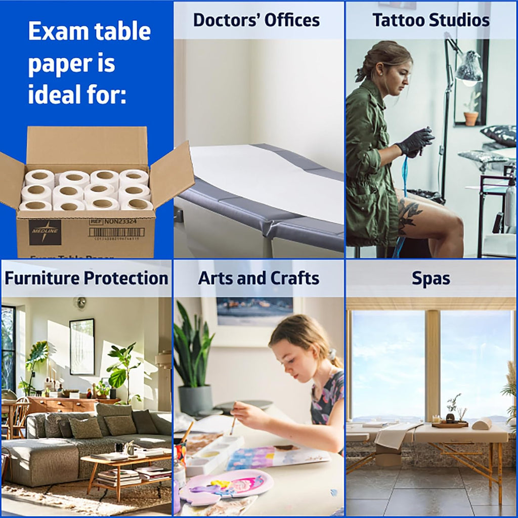Medical Exam Table Paper, Crepe Table Paper, 18 inches X 125 feet, Case of 12 Rolls