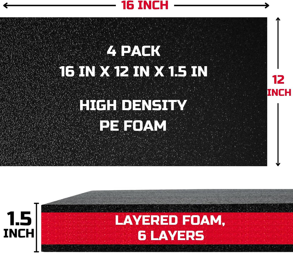 Tool Box Foam Organizer 16x12x1.5 inch 4Pack, Kaizen Sheets for Pro Tool Control, Custom Tool Shadow Inserts for