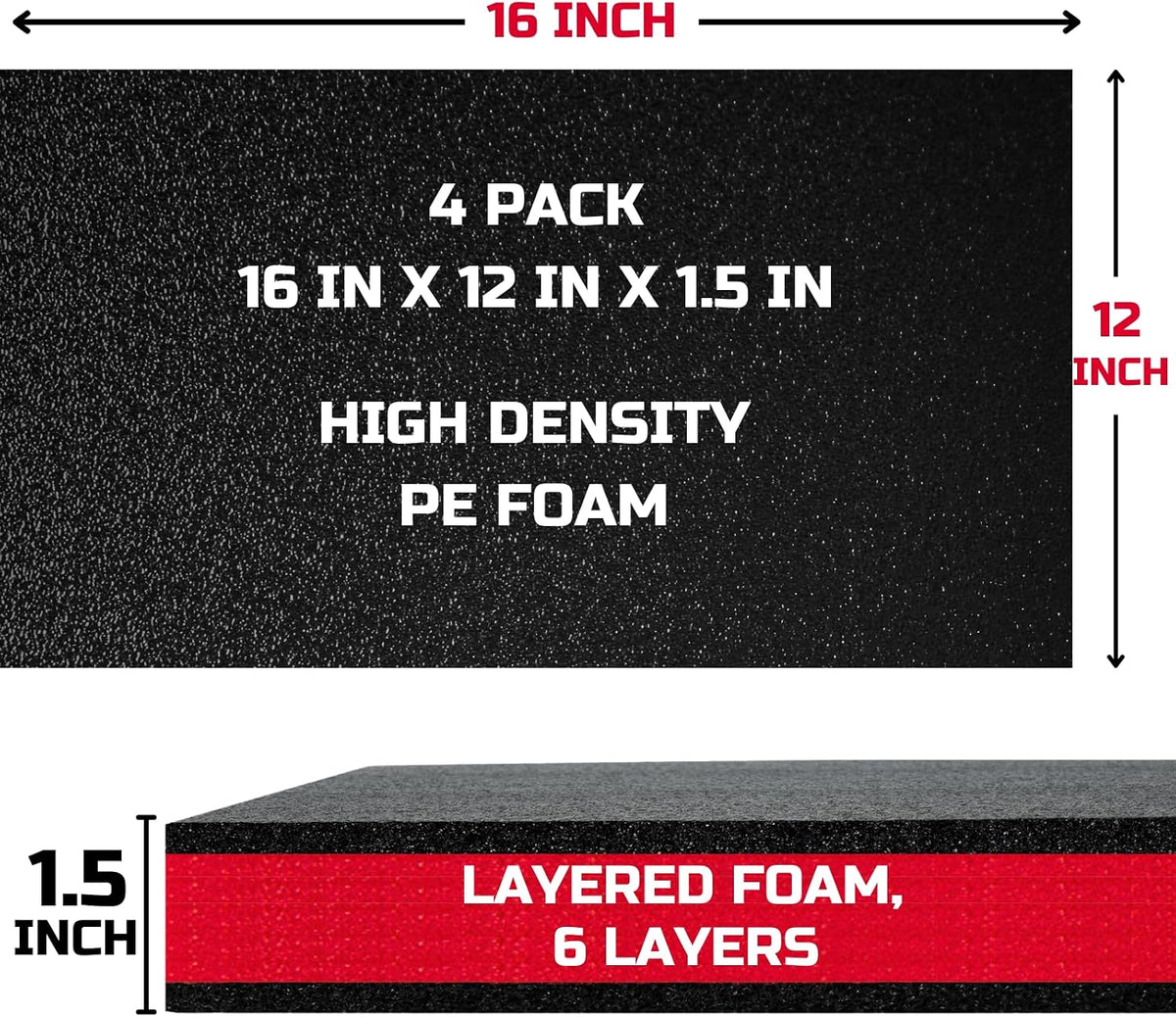 Tool Box Foam Organizer 16x12x1.5 inch 4Pack, Kaizen Sheets for Pro Tool Control, Custom Tool Shadow Inserts for