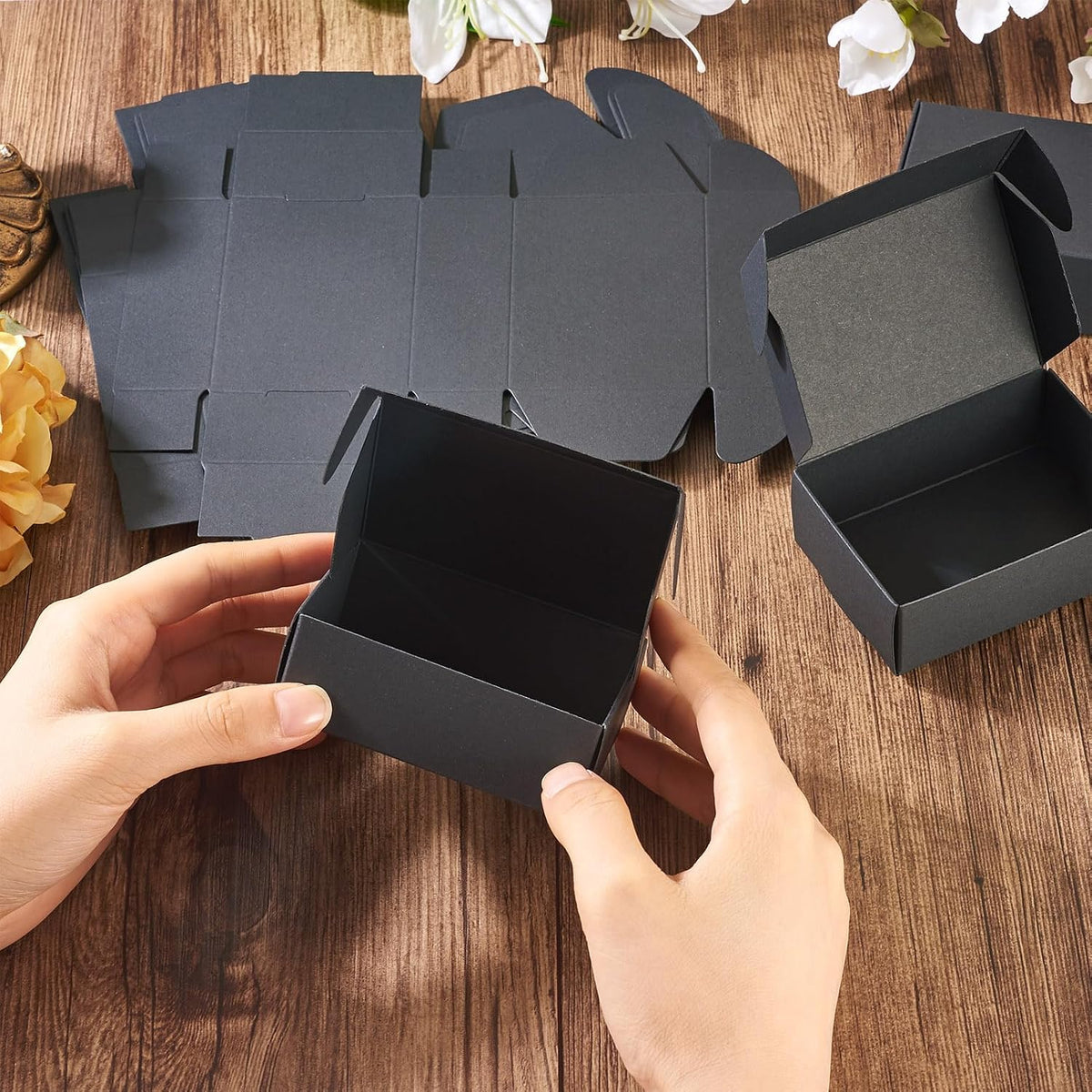 20pcs Black Corrugated Board Postal Boxes Small Shipping Boxes 3.26"x2.36"x1.18" Foldable Paper Mailer Boxes for