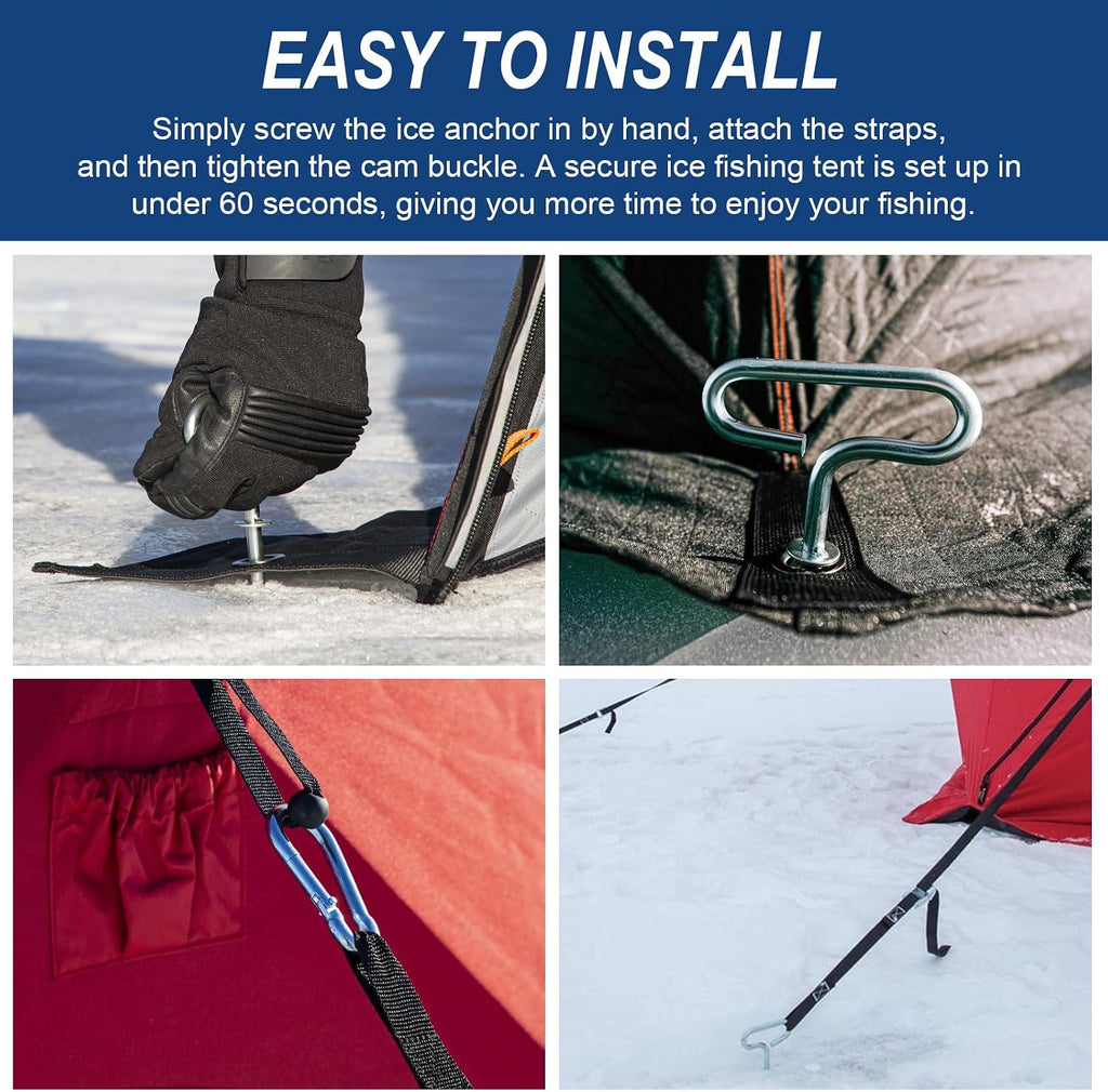 24260 Shelter Tie Down Kit for Eskimo, Ice Fishing Shelter Anchors | Deluxe Ice Fishing Tent Anchors (2 Ice Fishing