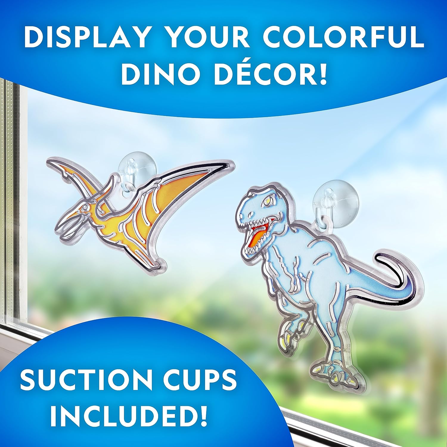 National Geographic Dinosaur Stained Glass Suncatcher Craft Kit for Kids | Glow-in-the-Dark Dinosaur Toy, Window Art