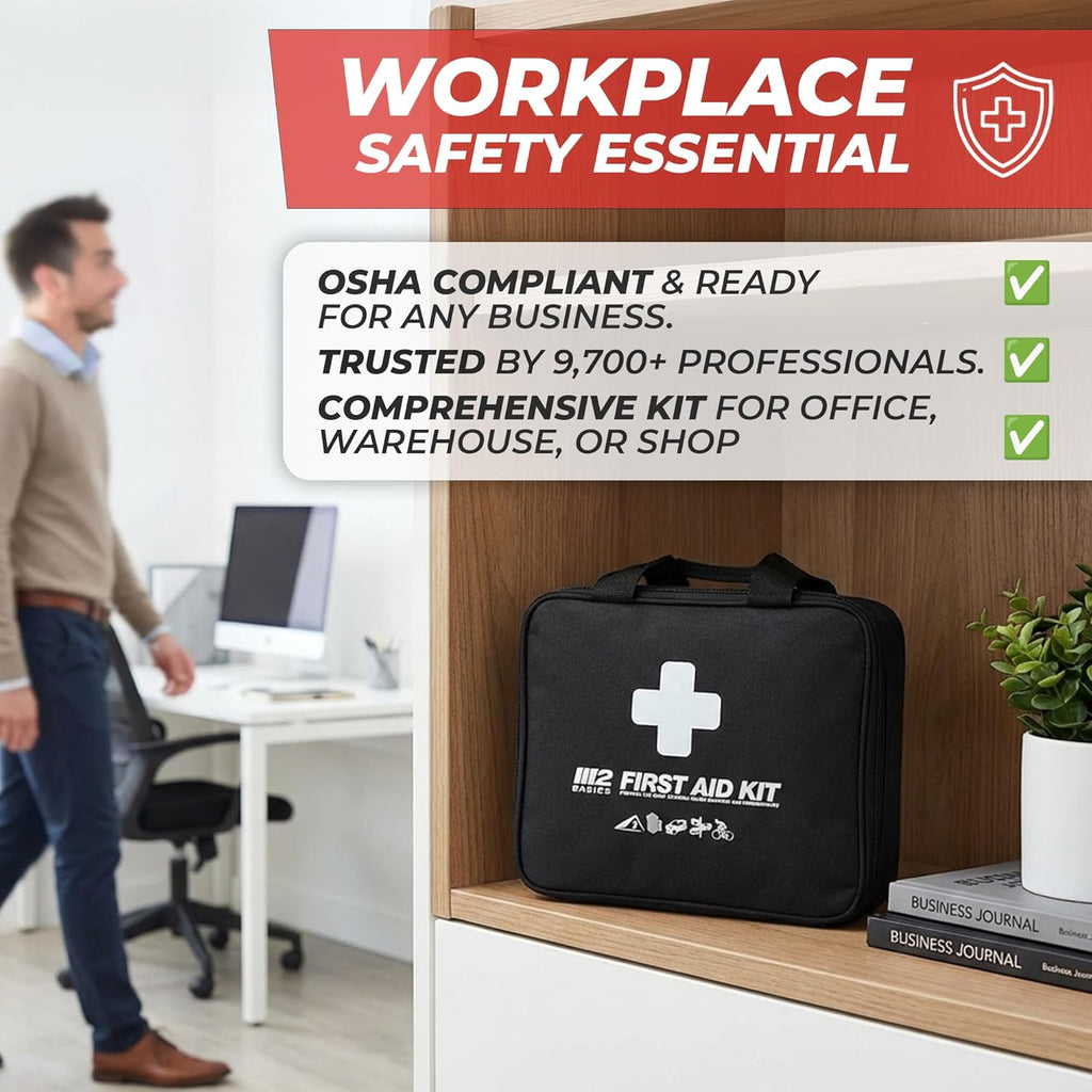 300 Piece Premium First Aid Kit w/Durable Bag for Home, Business | Office, Workplace, Car, Garage, Kitchen, Family