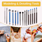 43 Pcs Clay Tools Kit Pottery Tools Polymer Clay Sculpting Tools Kit for Carving Air Dry Clay Tools Set for Adults