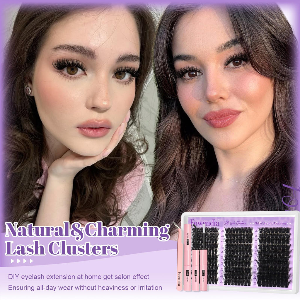 Fluffy Lash Clusters Kit 100D150D200D, 10-18mm D Curl Lashes