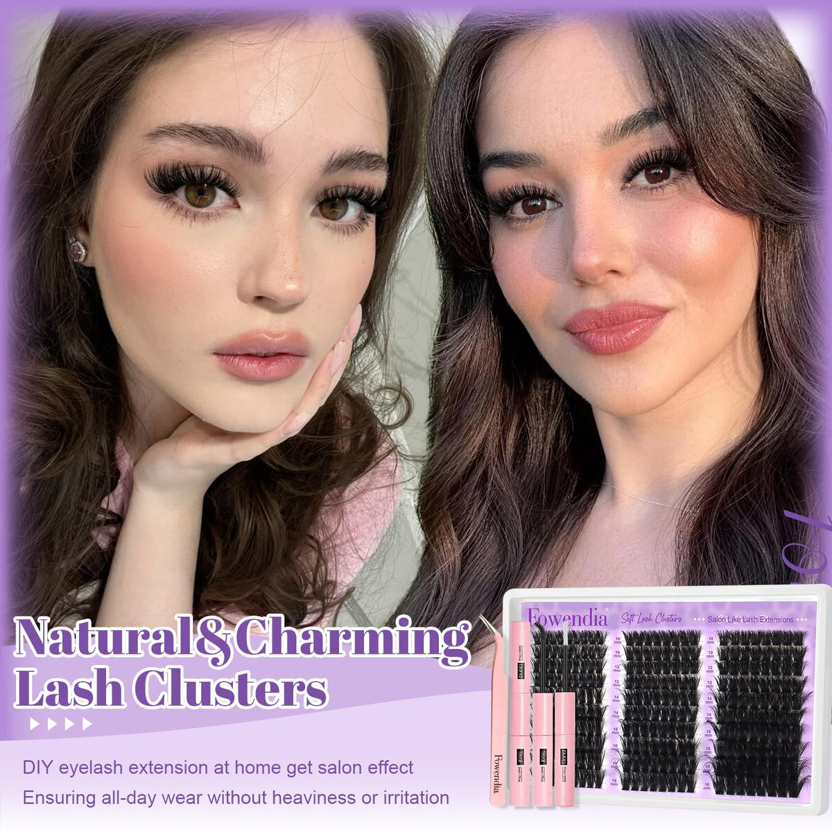 Fluffy Lash Clusters Kit 100D150D200D, 10-18mm D Curl Lashes
