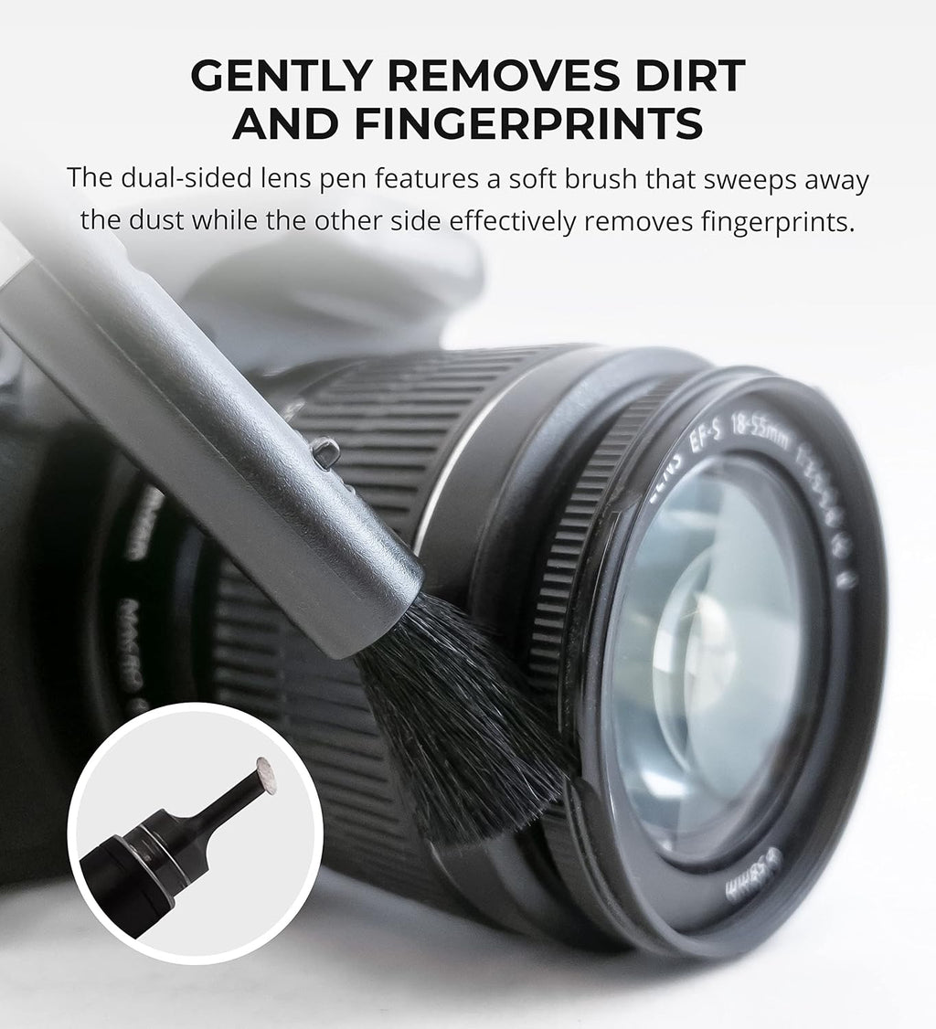 Camera Cleaning Kit with Mini-Air Blower and Dual-Sided Lens Pen for DSLR, SLR, Mirrorless Digicam - Compatible with