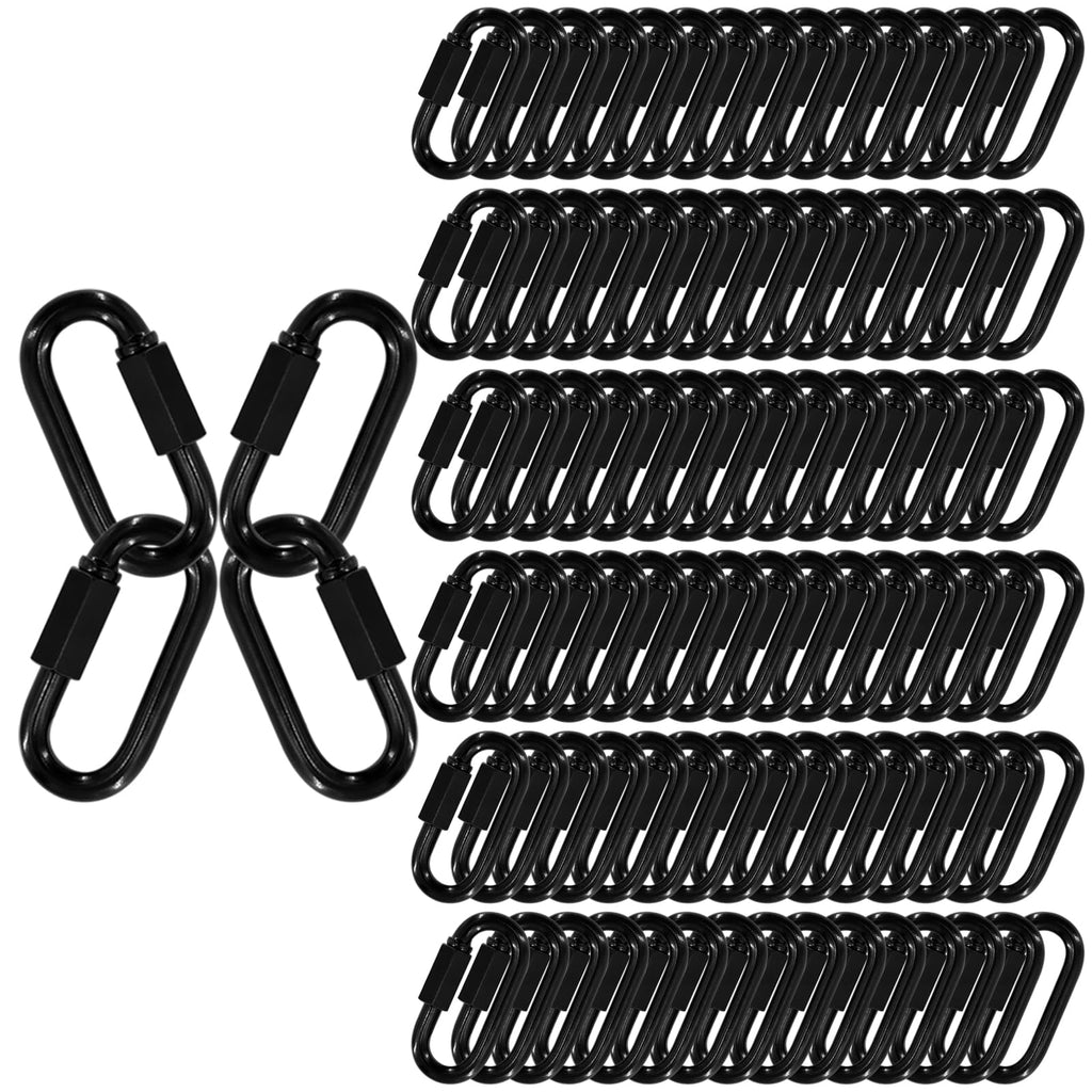 100PCS 1.95IN Quick Link,Heavy Duty Locking Carabiner,Black