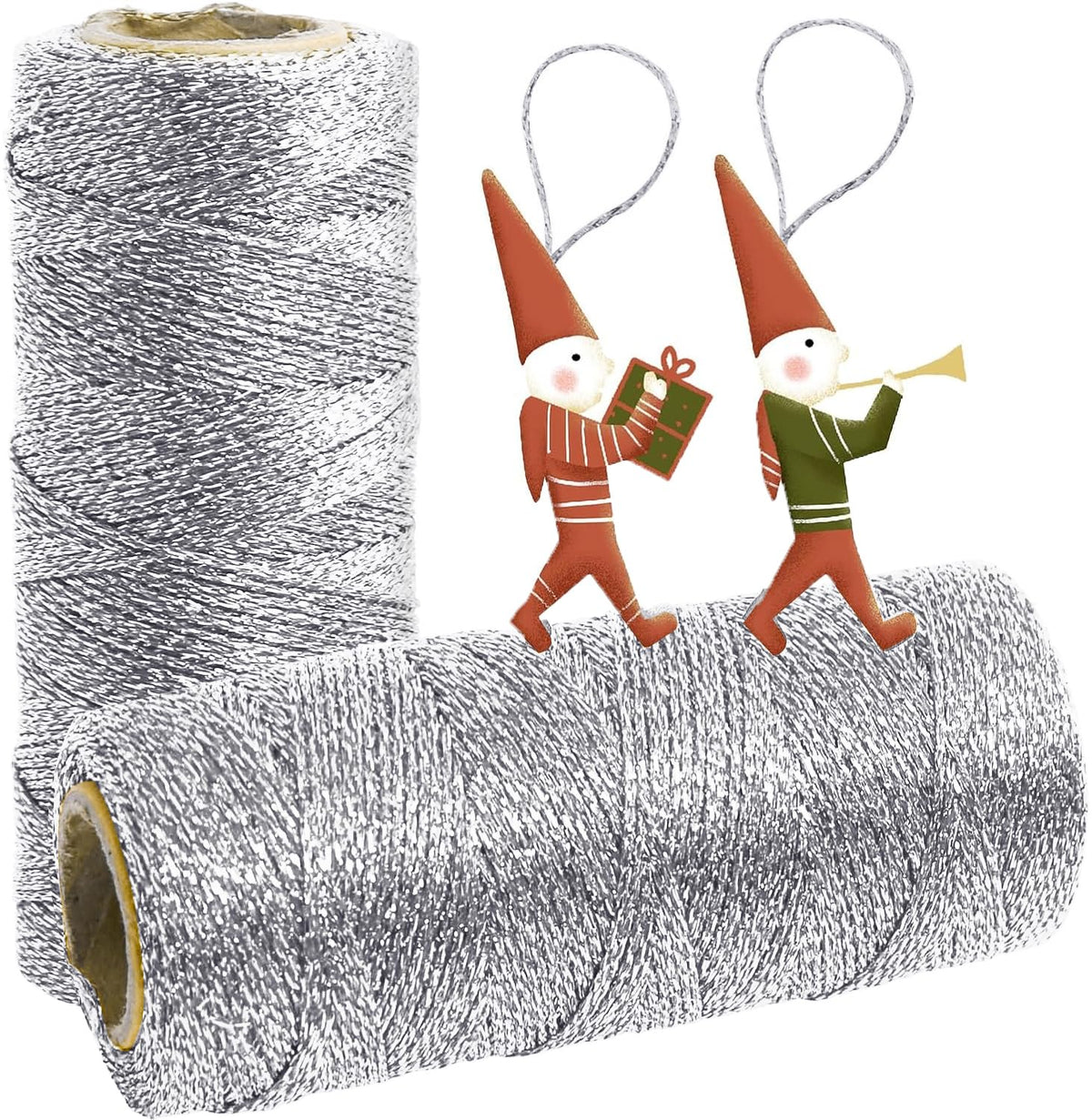 Silver String Silver Twine 658 Feet 1.5mm Silver String for Ornaments Christmas String Twine for Gift Wrapping