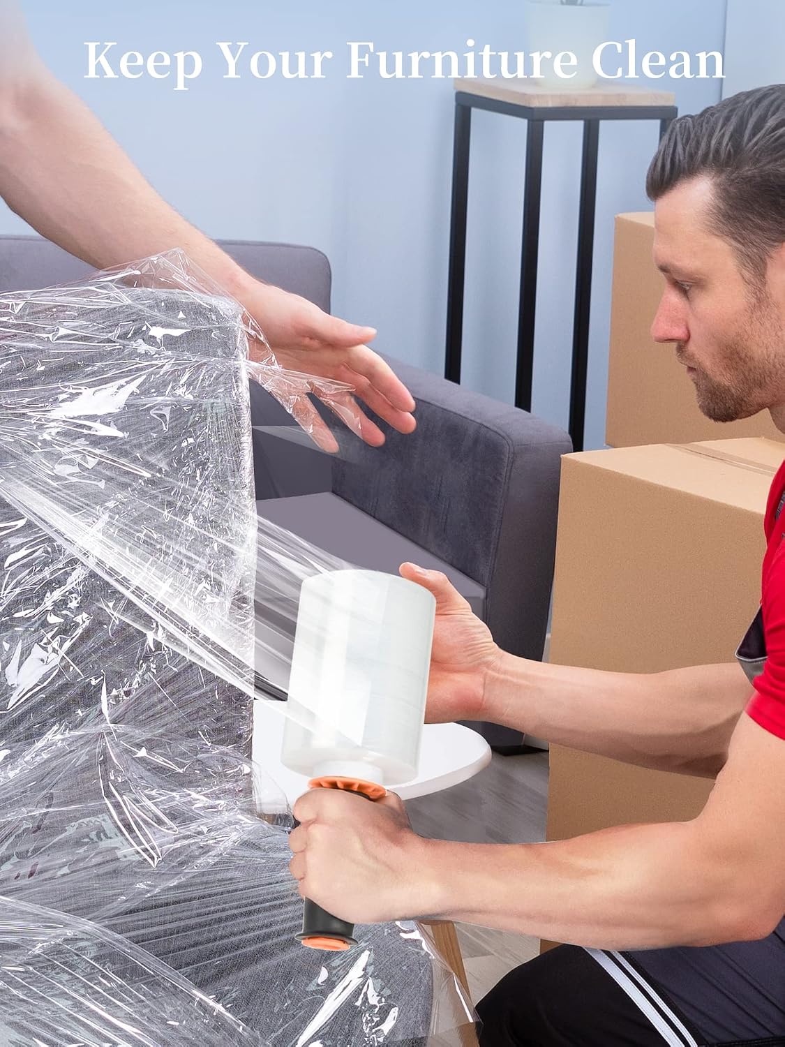 5" x 1000' Stretch Wrap, Shrink Pallet Film W/Handles, 4 Pack | Industrial Strength Stretch Film up to 650% Stretch