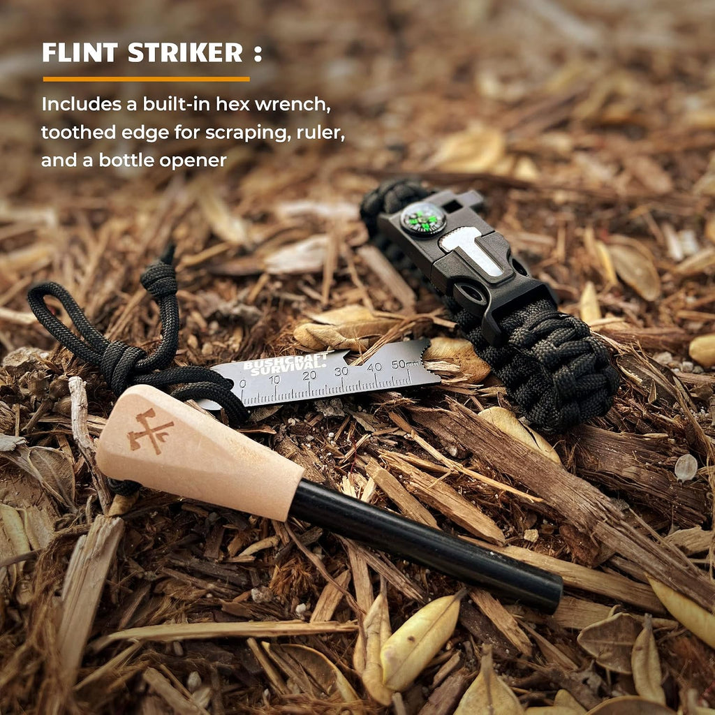 Ferro Rod Fire Starter Kit & Backpacking Multitool | Flint and Steel Striker | Waterproof Magnesium Farrow Rod Tool &