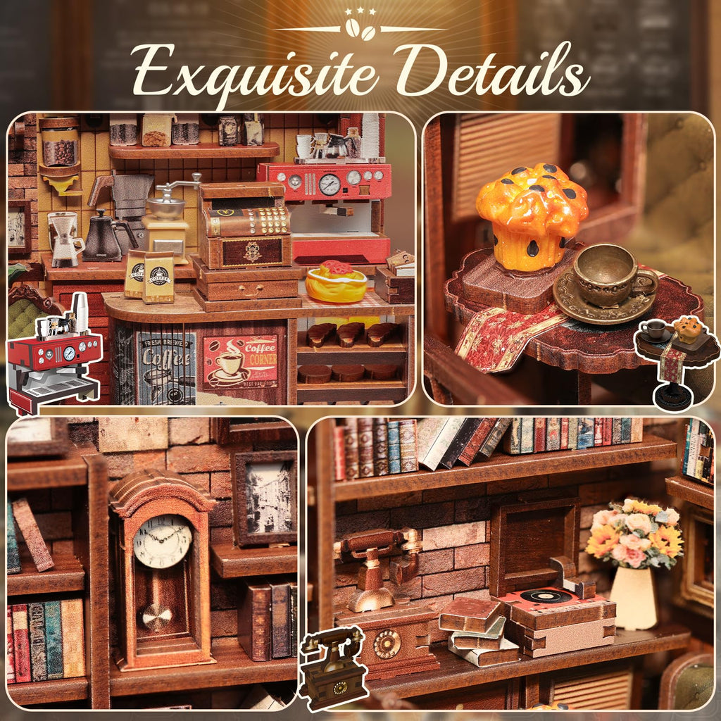Book Nook Kit, DIY Miniature House Coffee Shop Dollhouse