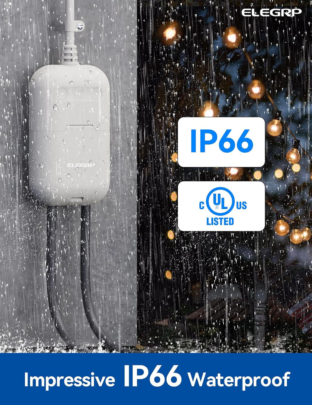 PQR20 Outdoor Smart Plug Waterproof IP66, WiFi Plug with 2 Individually Sockets, Compatible with Alexa & Google