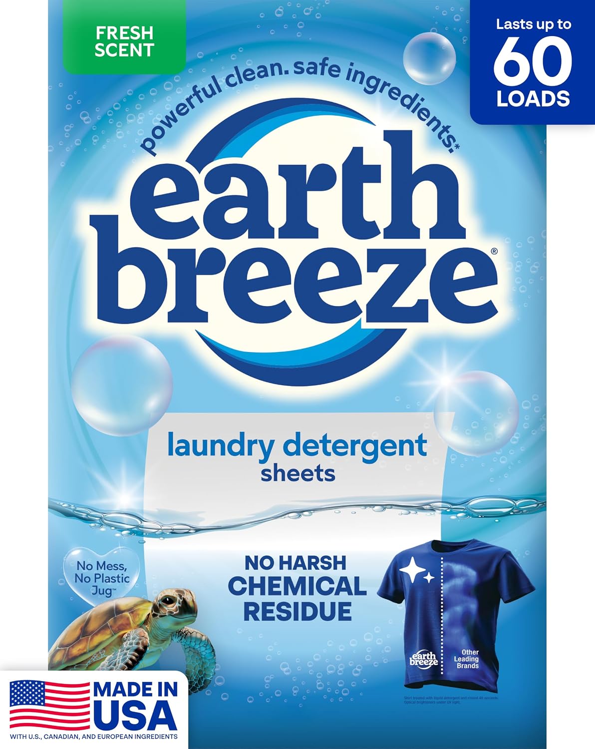 Laundry Detergent Sheets Fresh Scent 60 Loads