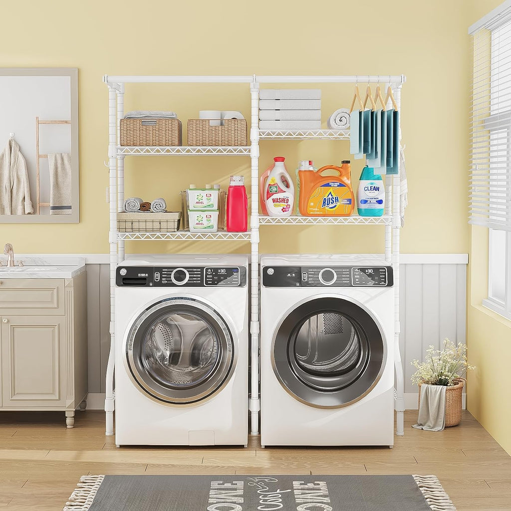 U14 Medium Over the Washer and Dryer Shelves, 4 Tiers Laundry Room Storage and Organizer System, Space Saving Clothes