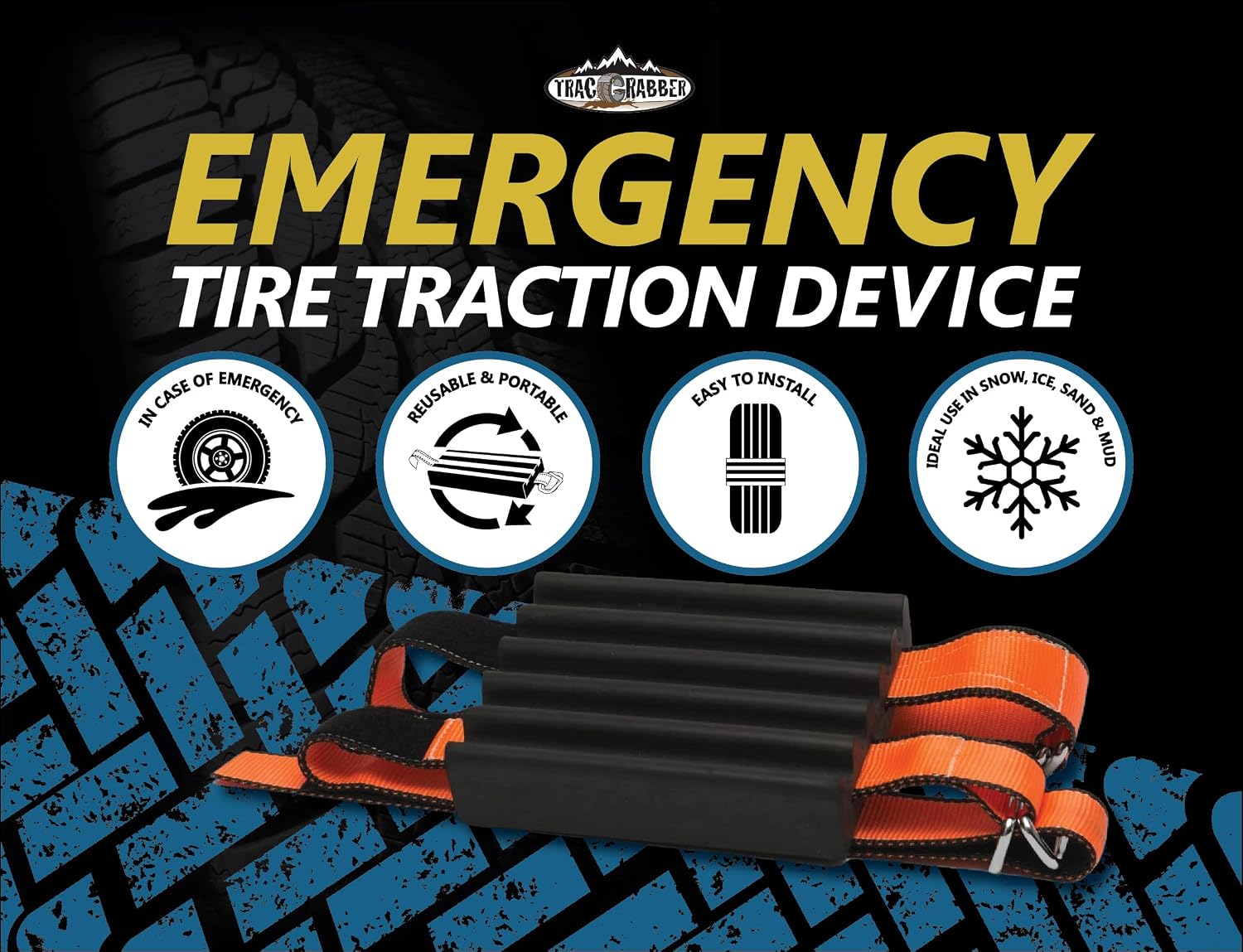 Tire Traction Device for Heavy Duty Commercial Vehicles, Set of 2 - Made in the USA, Easy to Install, Get Unstuck