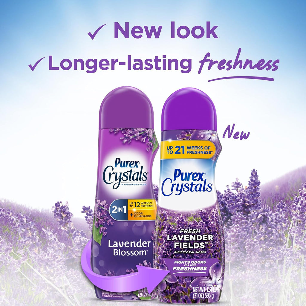 Crystals In-Wash Scent Booster, Fresh Lavender Fields, 21 oz, 4-Pack