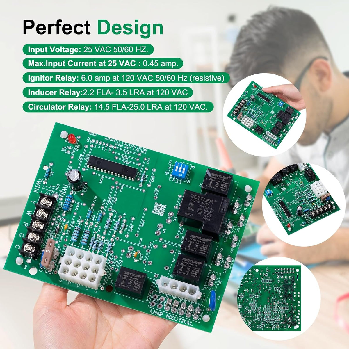 50A55-3797 Furnace Control Board, Replacement for White Rodgers 50A55-3797, 50A55-474 ,50A55-476 , 50A55-571,Trane Single Stage CNT02891 CNT03797 CNT02789
