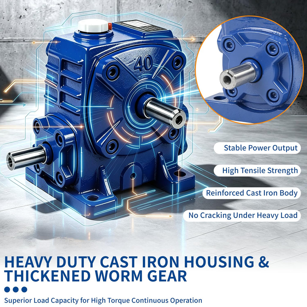 CNCTOPBAOS WPA40 Worm Gear Reducer 40:1, 12mm Input 14mm Output Gearbox