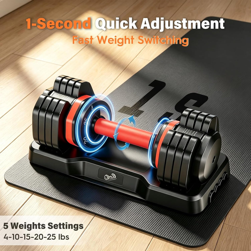 DB1 QuickDial Adjustable Dumbbell Set, Adjustable Free Weights with Storage Box, 110lb/105lb/50lbs Quick Change for