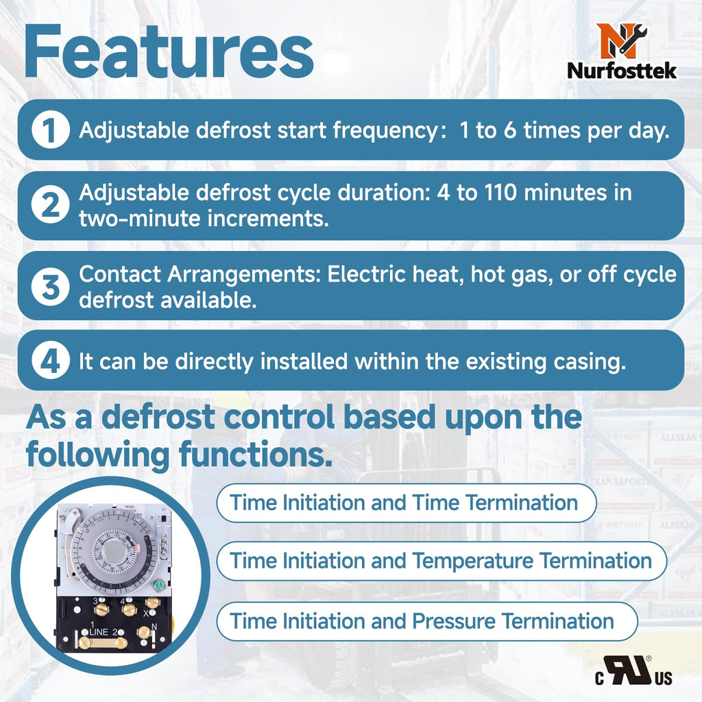 M814520 Commercial Refrigeration Defrost Timer, Without Metal Enclosure