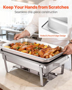 Rectangle Chafing Dishes, 9 Qt 6 Pack Stainless Steel Chafing Dish, Food Warmer Chafer Complete Set with Hollow