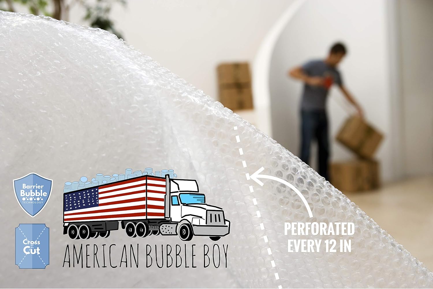 4 large rolls of Bubble Wrap total 700 feet, small bubbles 3/16 cushioning, 700 ft, heavy duty, perforated Every 12"