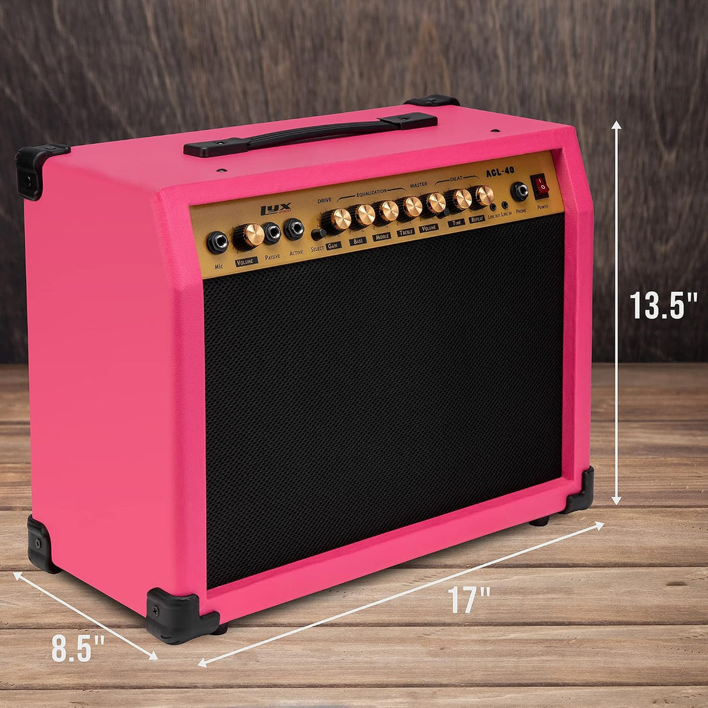 40 Watt Electric Guitar Amplifier | Combo Solid State Studio Amp with 8” 4-Ohm Speaker, Custom EQ Controls, Drive