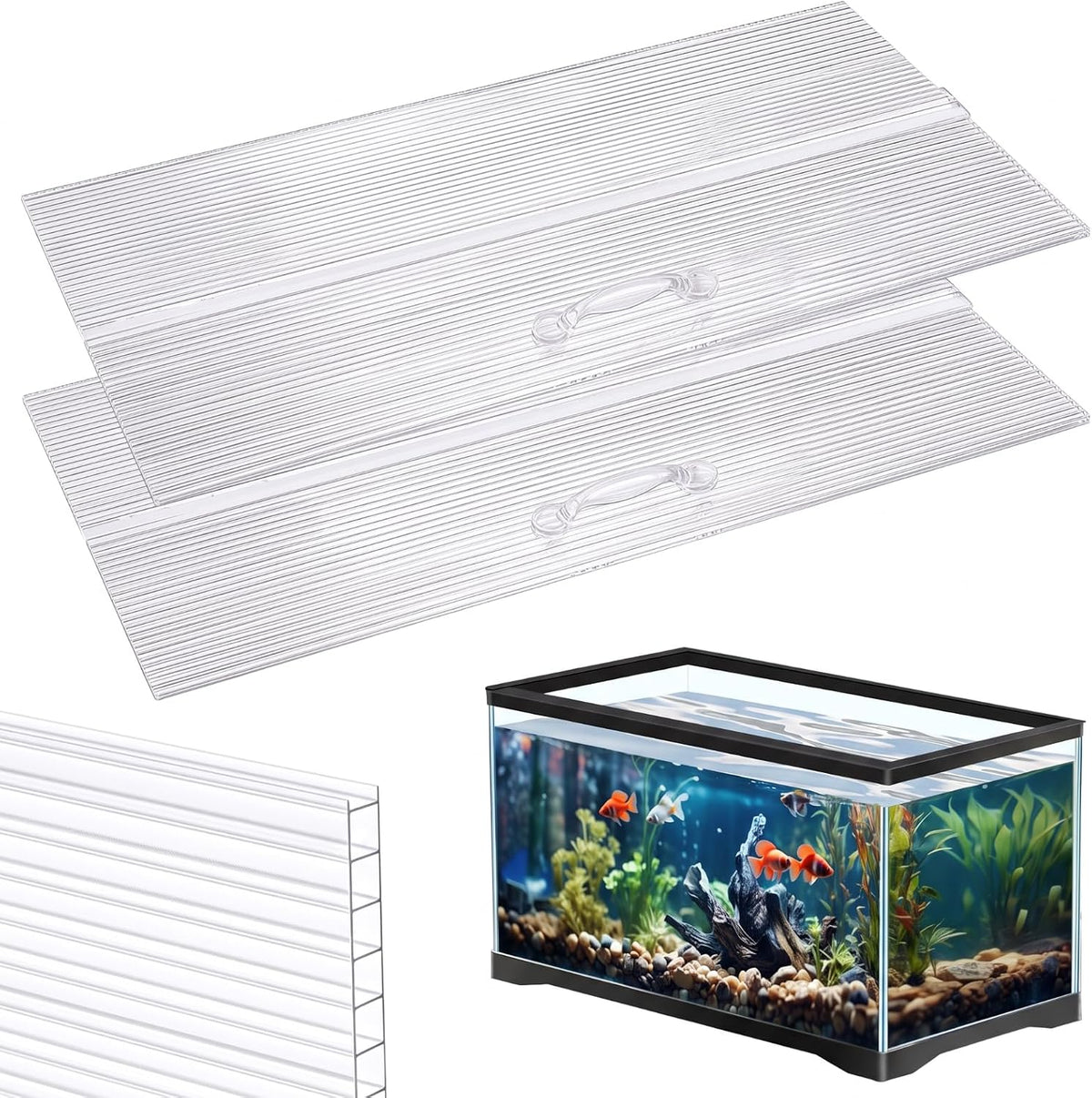 Aquarium Lids Canopy Set, 36 x 18 Inch, Clear, 1 Pcs
