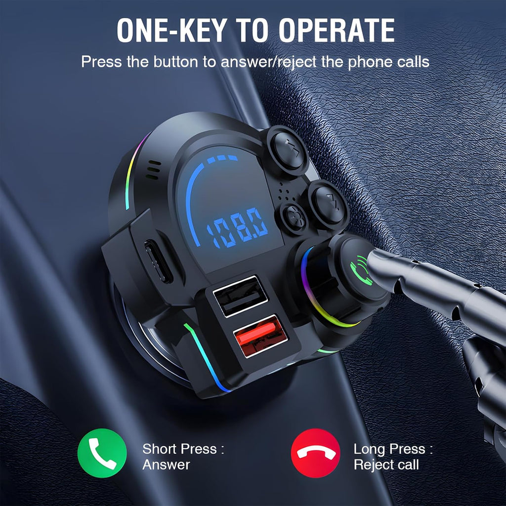 PD 30W Type-C Car Charger & Bluetooth 5.3 FM Transmitter, ‌Premium Wireless FM Transmitter with QC3.0 + PD20W Fast