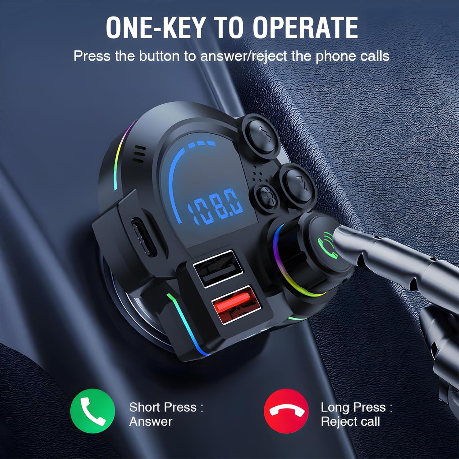 PD 30W Type-C Car Charger & Bluetooth 5.3 FM Transmitter, ‌Premium Wireless FM Transmitter with QC3.0 + PD20W Fast