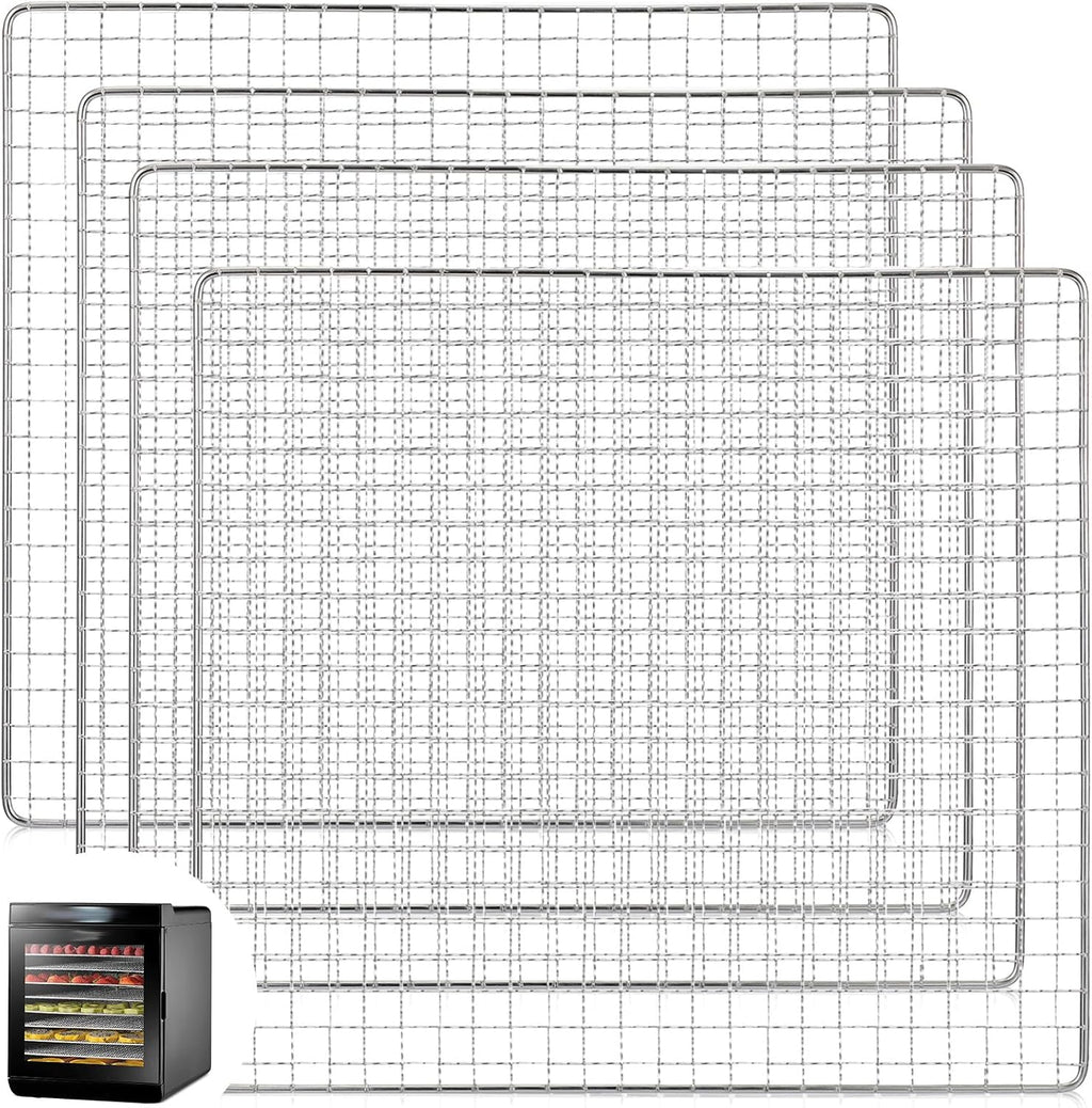 4 Pcs 13 x 12 Inches Dehydrator Trays Compatible with CP267-FD Only Stainless Steel Dehydrator Drying Mesh Screens