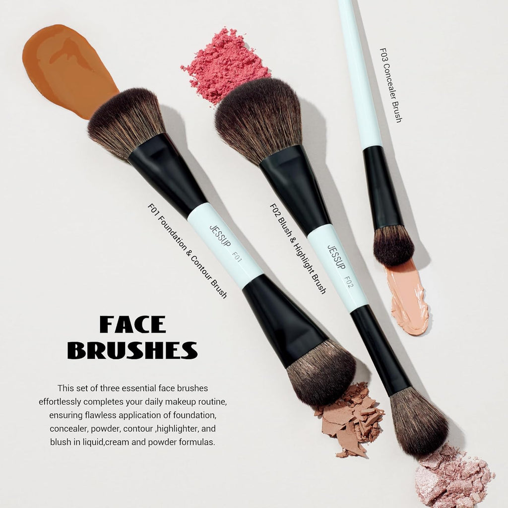 Makeup Brushes Set 10pcs, Double Sided Foundation Contour Blush Highlight Blending Eyebrow Brush Eyeshadow Eyeliner