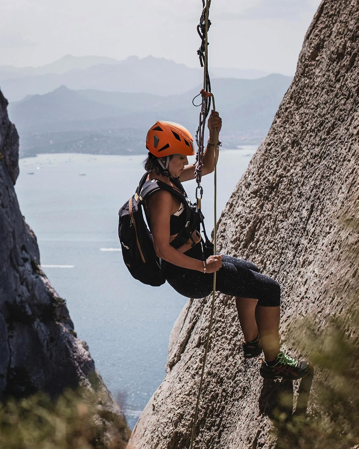 Rock Climbing Helmet, Lightweight Ventilated Adjustable | PC+EPS in-mold, One-hand adjustable fit, Fits 20.86-24 in