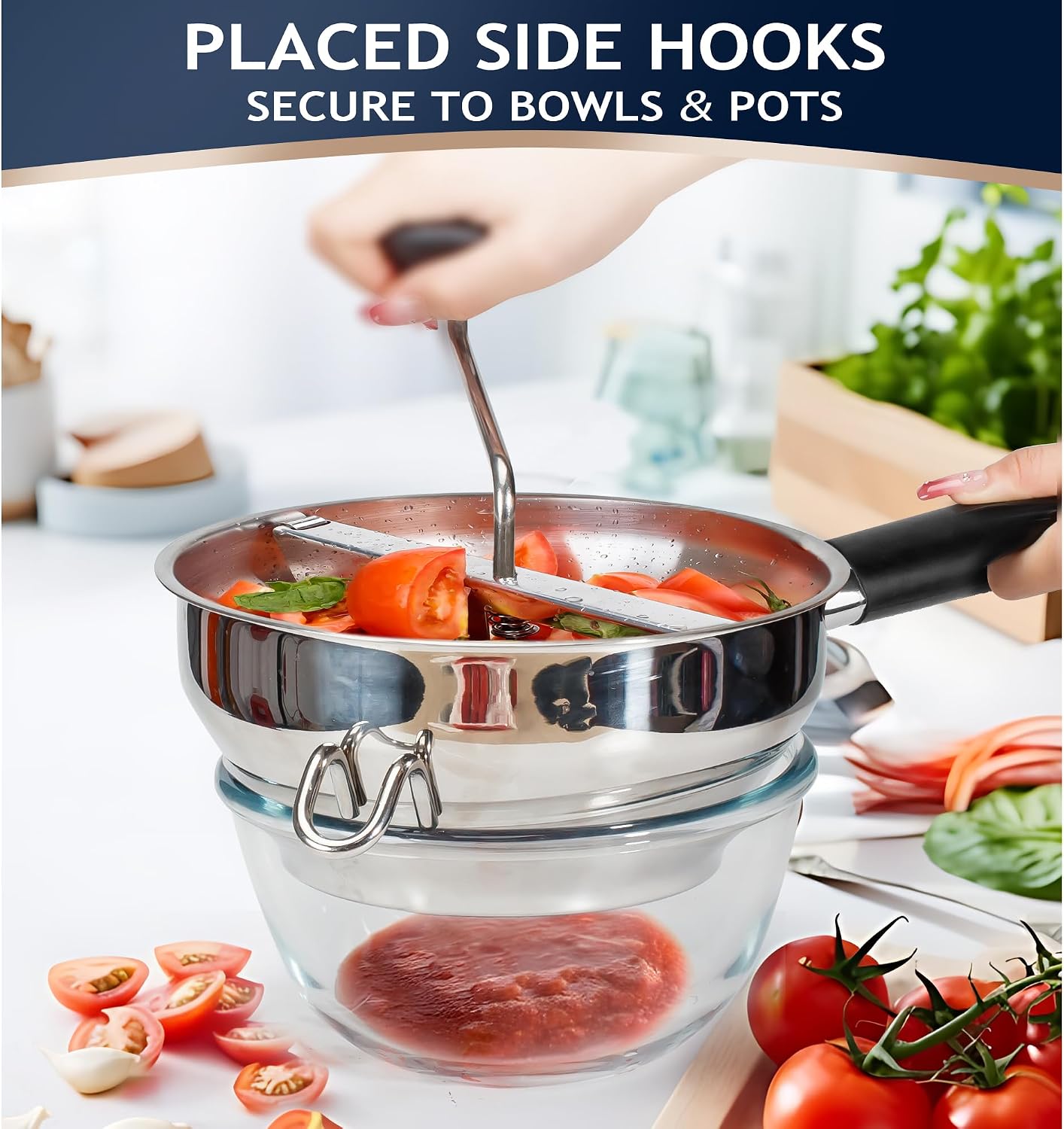 Stainless Steel Food Mills With 3 Milling Discs,Ergonomic design Of Rotary Food Mills For Tomato Sauce,Potatoes,Jams