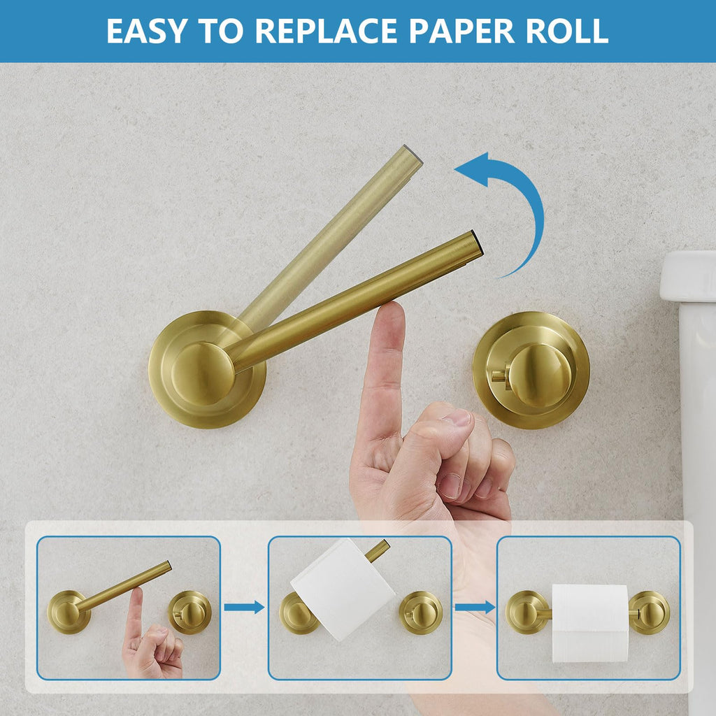 Pivoting Toilet Paper Holder, Wall Mounted, Brushed Gold