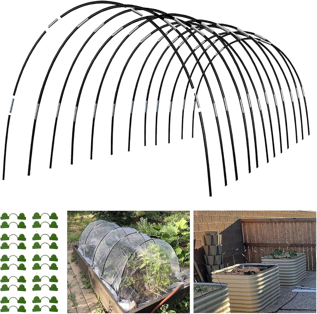 Garden Hoops Grow Tunnel, 12 Sets of 7FT Greenhouse Hoops for Raised Beds, Rust-Proof Fiberglass Frame for Garden
