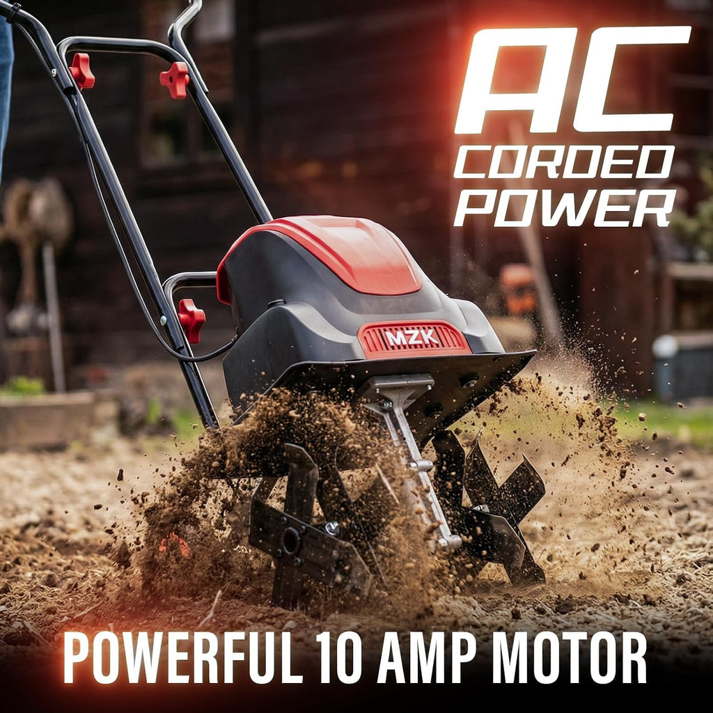 12-Inch 10.5A Electric Tiller Cultivator,8-Inch Depth | Lightweight corded rototiller for soil digging, garden beds