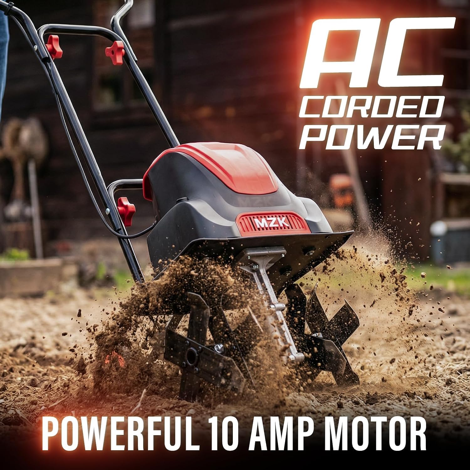 12-Inch 10.5A Electric Tiller Cultivator,8-Inch Depth | Lightweight corded rototiller for soil digging, garden beds