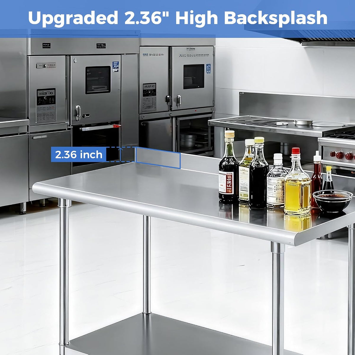 Stainless Steel Prep Table 30 x 48 Inches with Backsplash