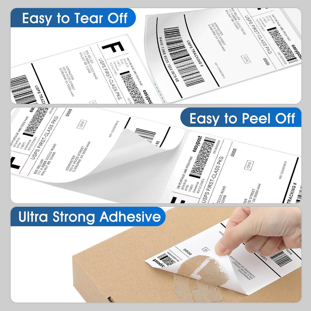 4" x 6" Direct Thermal Shipping Labels, 500 Fanfold, White | 4" x 6" Fanfold Shipping Labels; Permanent Adhesive