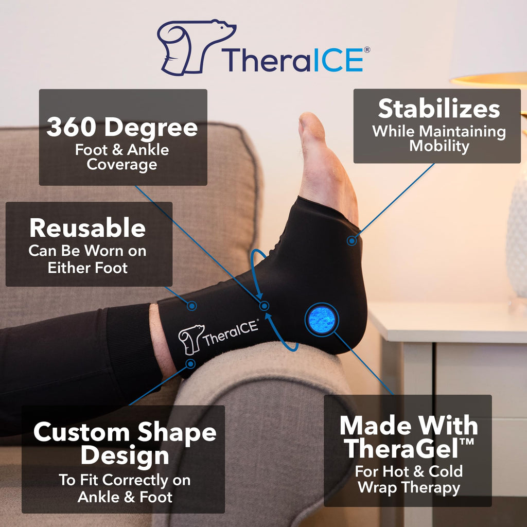 TheraICE Ankle Ice Pack Wrap, Sprained Ankle Brace Plantar Fasciitis Relief