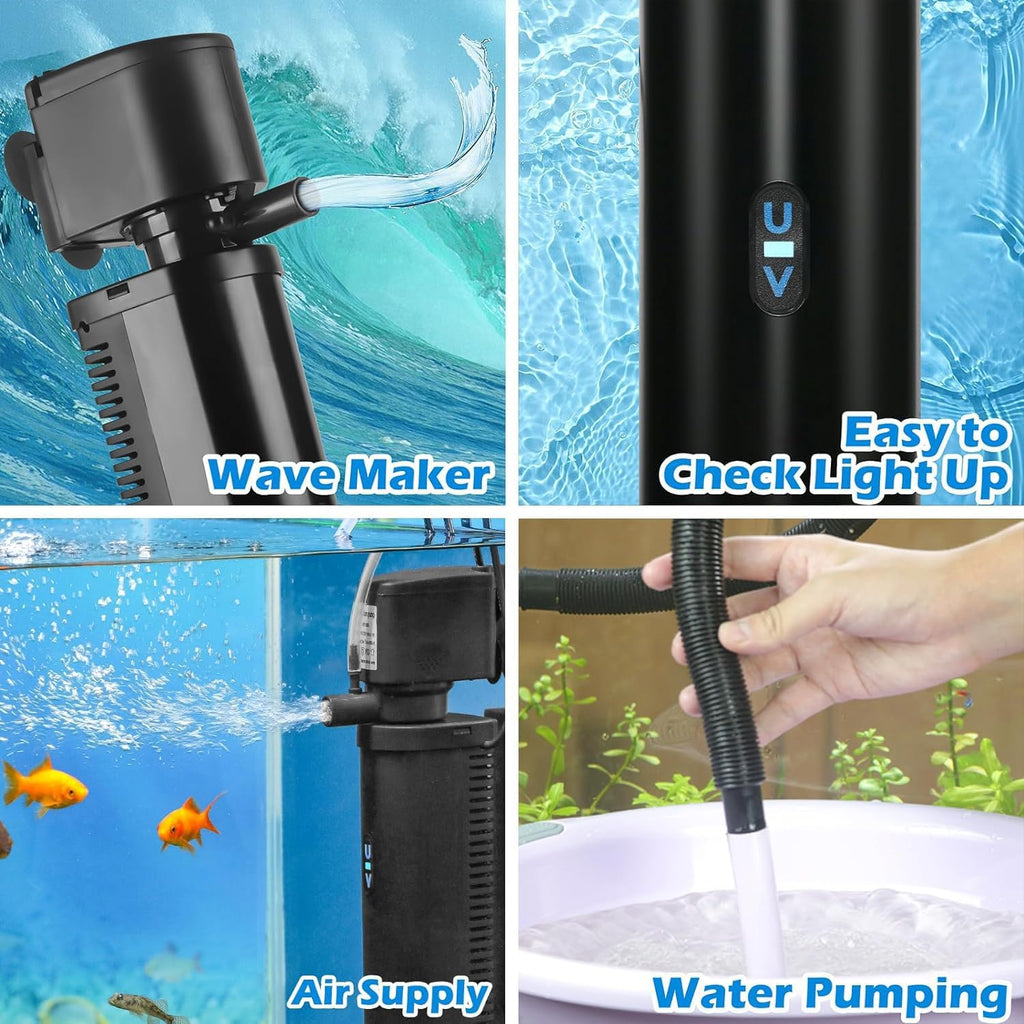 U-V Aquarium Filter for Fish Turtle Tank,Medium fit 20-75Gal