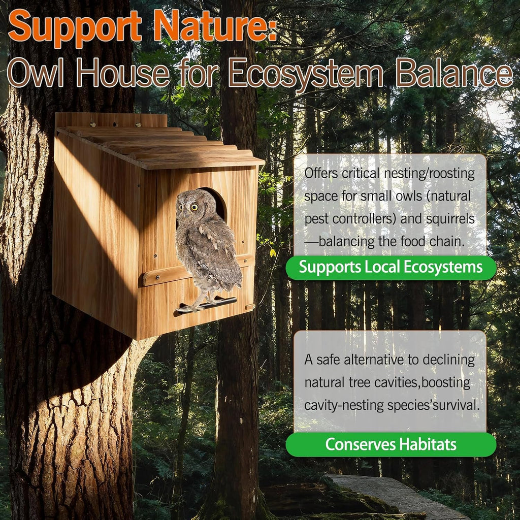 Large Owl Houses for Outdoors, 17" x 12.5" x 12.5" Barn Owl Box