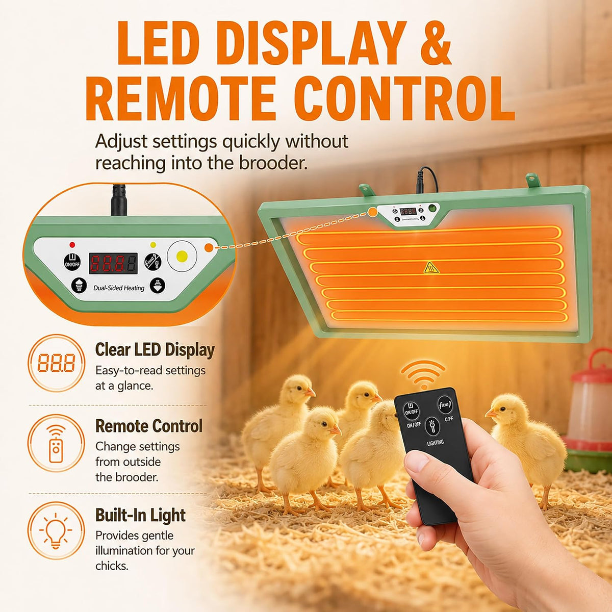 Chick Brooder Heater Plate with Digital Temperature Control, Chicken Coop Heater for Chicks & Ducklings, LED Display