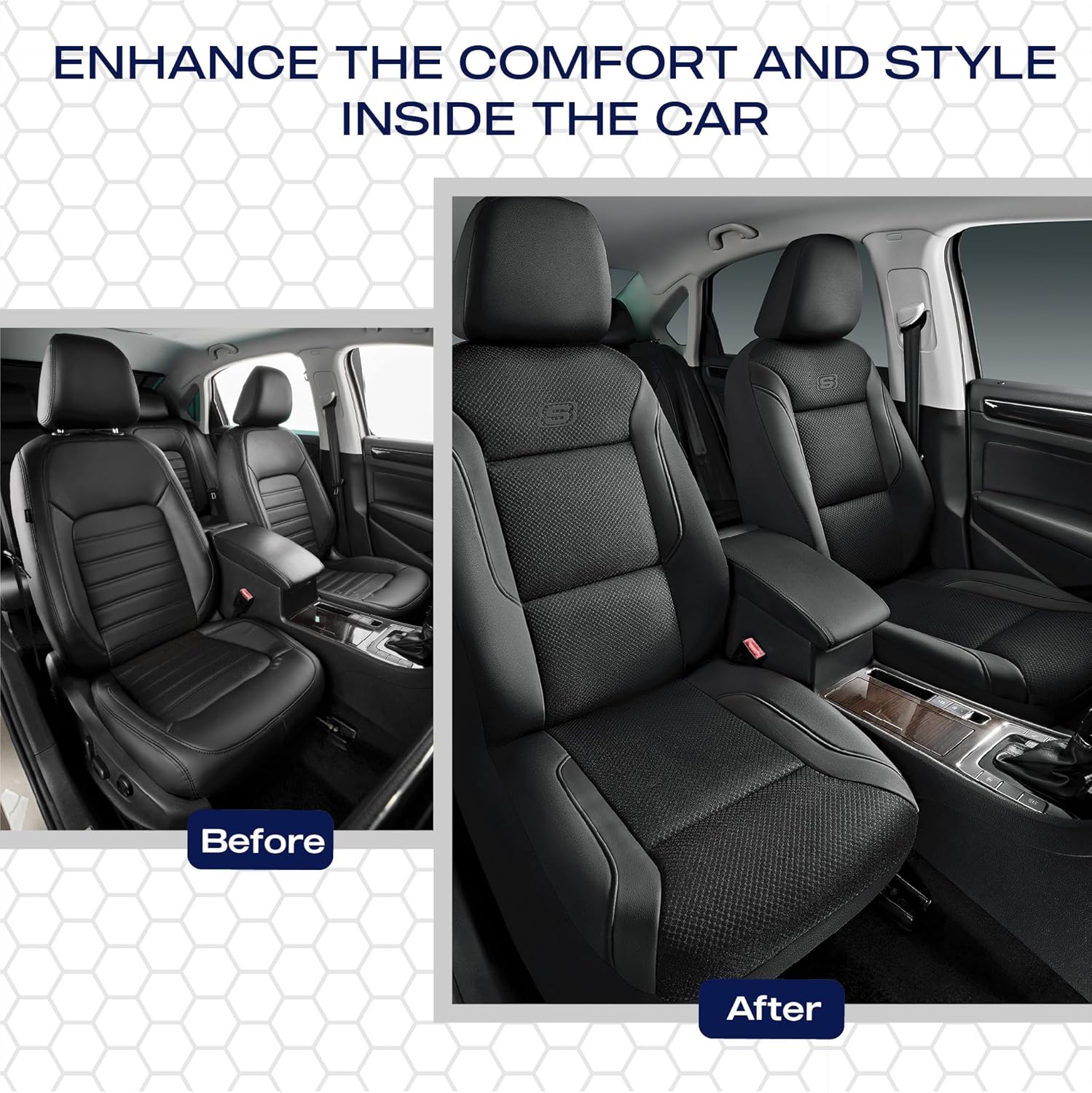 Memory Foam Seat Covers, Air Cool Mesh Thick Car Seat Covers, Car Seat Covers Front Seats Airbag Compatible