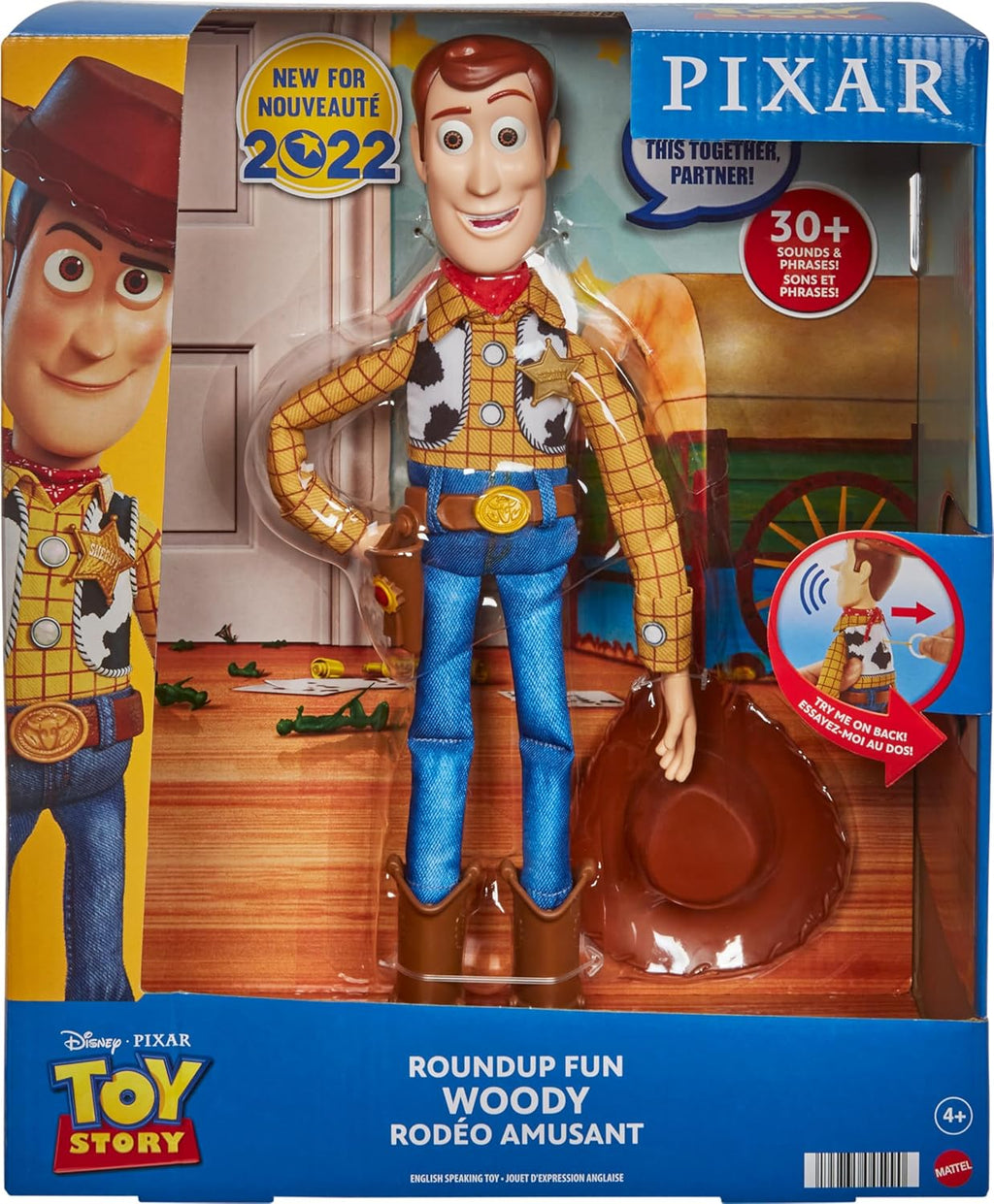 Disney Pixar Toy Story Talking Woody Action Figure & Accessory, Roundup Fun 12-inch Collectible with 30+ Sounds &