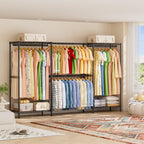 Heavy Duty Portable Closet Metal Clothes Racks Wardrobe with Shelf